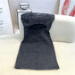 Gray Black Denim Hollow Tube Top Skirt Women Summer Sleeveless Dress