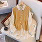 Shirt-vest Faux Two-piece Set That Flatters Curvy Figures And Subtly Covers The Tummy