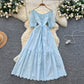 Women's French Retro A-Line Hollow-out Short-Sleeve Dress
