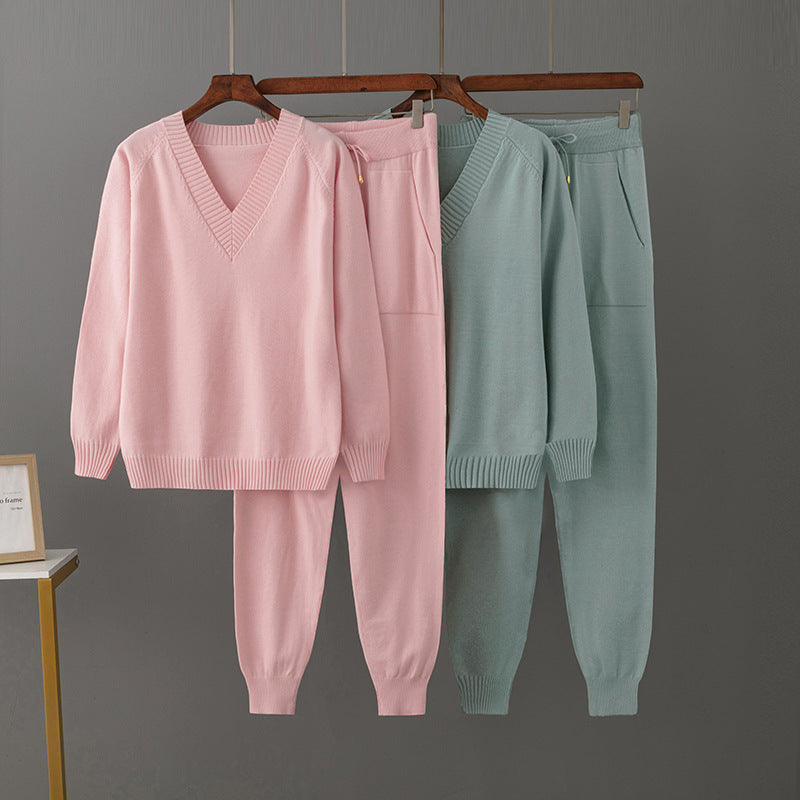 Women's Casual Sweater Harem Pants Suit