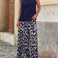 Womens Sleeveless Irregular Tank Top And Pants Fashionable Printed Two-Piece Set