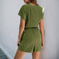 V-neck Pleated Jumpsuit One-piece