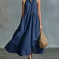 Casual Loose Linen Button-Down Vest Dress