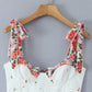 Romantic White Flowers Colorblock Mid-length Sundress