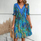 Fashion V-neck Loose Short Sleeve Dress