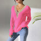 Lace Stitching Hollow Contrast Color Knitwear