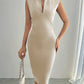 Women's Fashion Solid Color Pleated Slim Dress