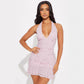 Fitted Waistline Dress With Lace Trim Bodycon Style For Women