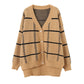 Large Check Loose Long Sleeve Sweater Jacket