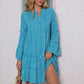 Printing Gilded Pleated Bell Sleeve Loose Dress