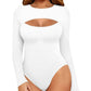 Womens Hollow-out Long-sleeve Top With A Chest-enhancing Design And Matching Jumpsuit