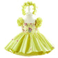 Yellow Flying Sleeves Heavy Industry Umbrella Princess Dress Little Girl's Birthday Dress