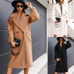 Double-breasted Suit Collar Solid Color Long Woolen Outer
