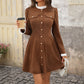 Stitching Corduroy Long Sleeve Dress Women