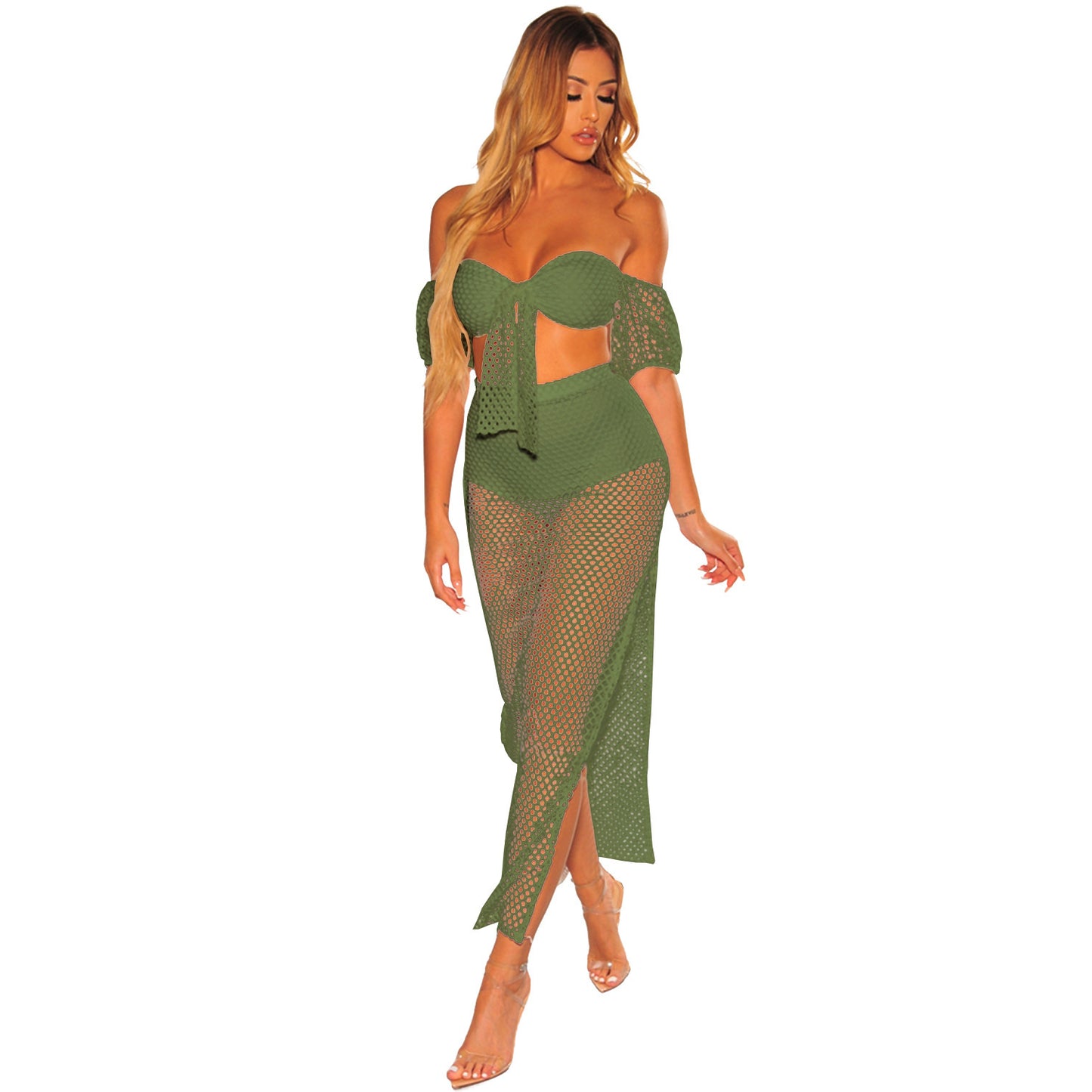 High split two-piece beachwear