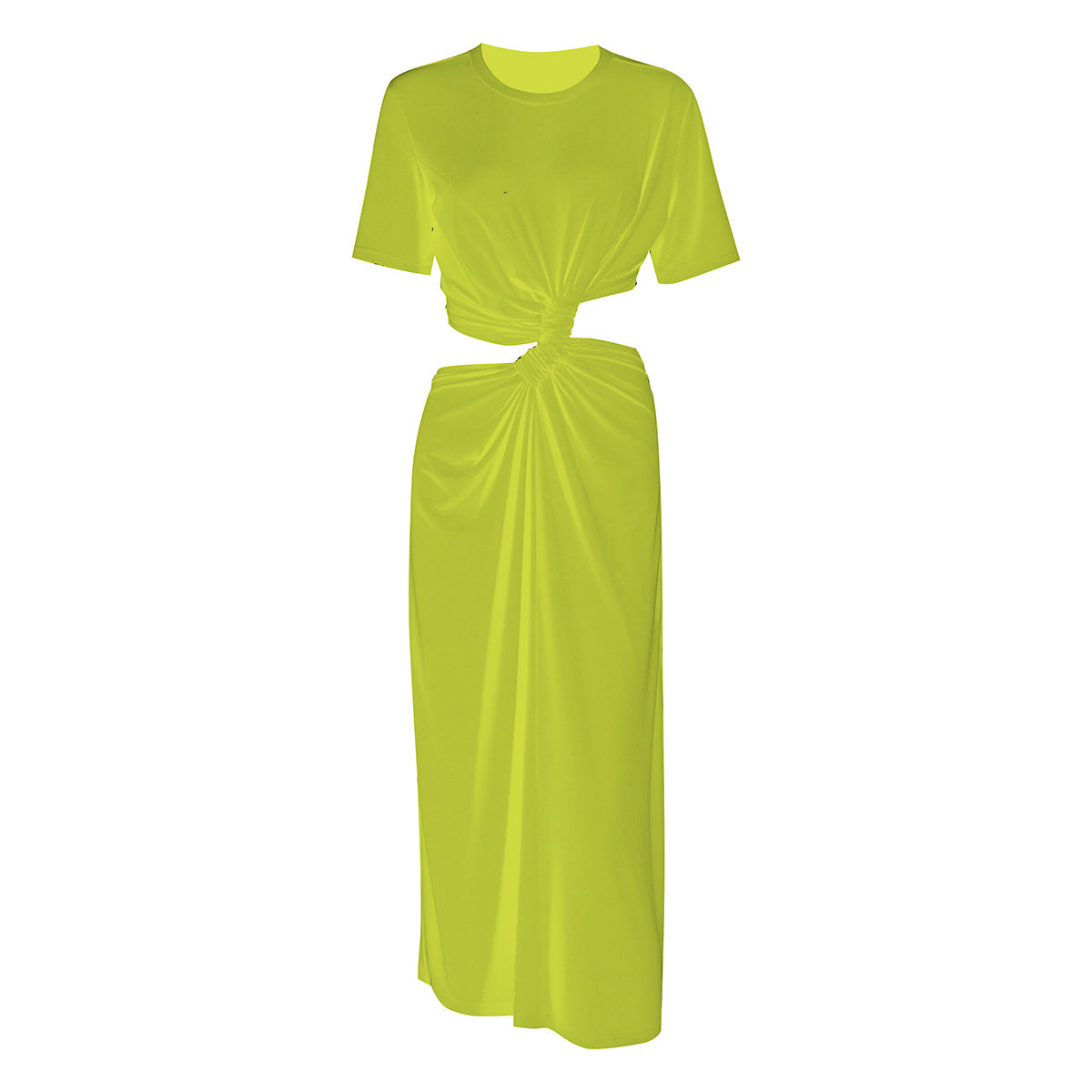 Spice Girl Waisted Long Dress Cold Wind Slim Kink Hollow Pleat Loose