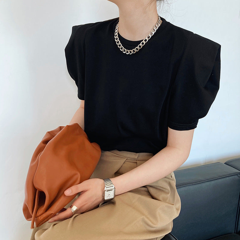 Women's Lazy Loose Round Neck Puff Sleeve Top