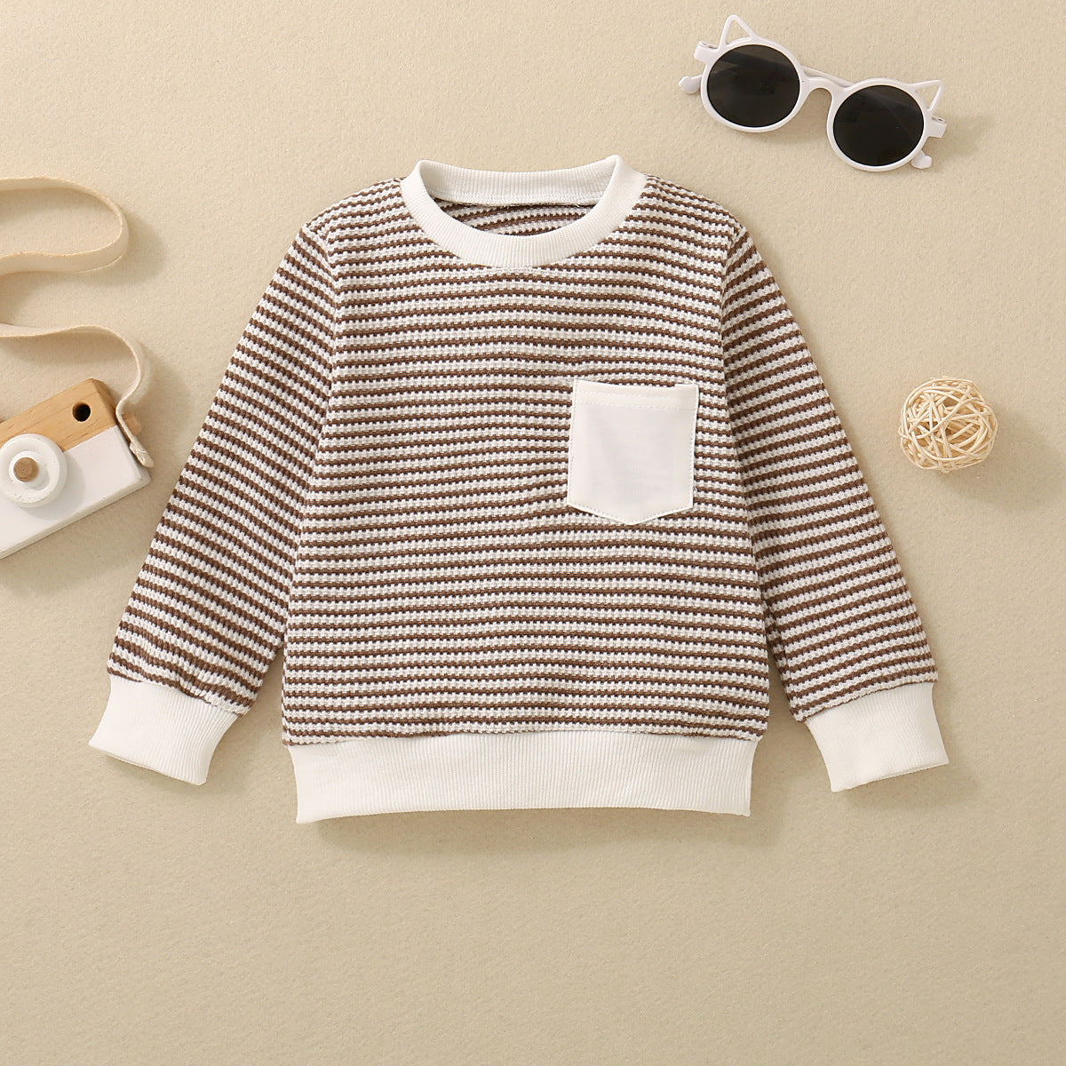 Pull rayé à manches longues et poches pour fille