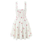 Summer Heart-shaped Pocket Fishbone Girdle Rose Printing Slip Dress