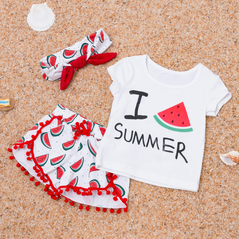 Ensemble t-shirt à manches courtes et short pour bébé fille, idéal pour la plage, pour l'été
