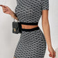 European And American Style Fashion Personalized Printing Slim Fit Midriff-baring Two-piece Set