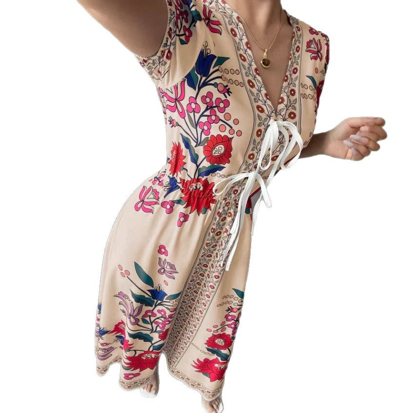 Positioned Print Dress Womens Summer Slimming Suit-Like