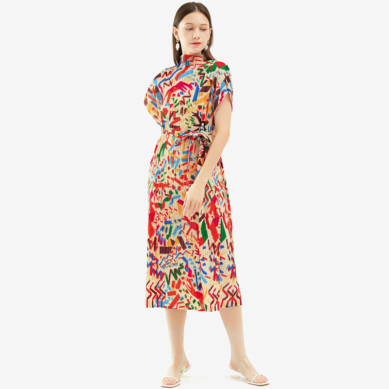 Robe mi-longue slim à imprimé graffiti pour femme