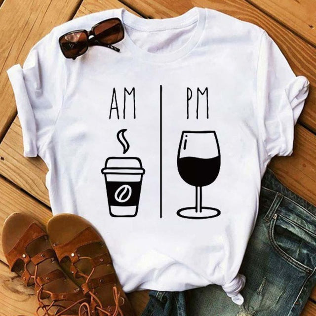 T-shirt Kawaii Verre à Vin Rose Gold