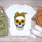 T-shirt personnalisé pour femme avec imprimé tête de mort, papillon et plante