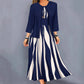 Geometric Print Plus Size Dress Long Sleeve Top Coat Long Skirt Two-piece Set