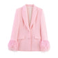Cuff Suit Jacket Elegant Straight-leg Trousers Suit