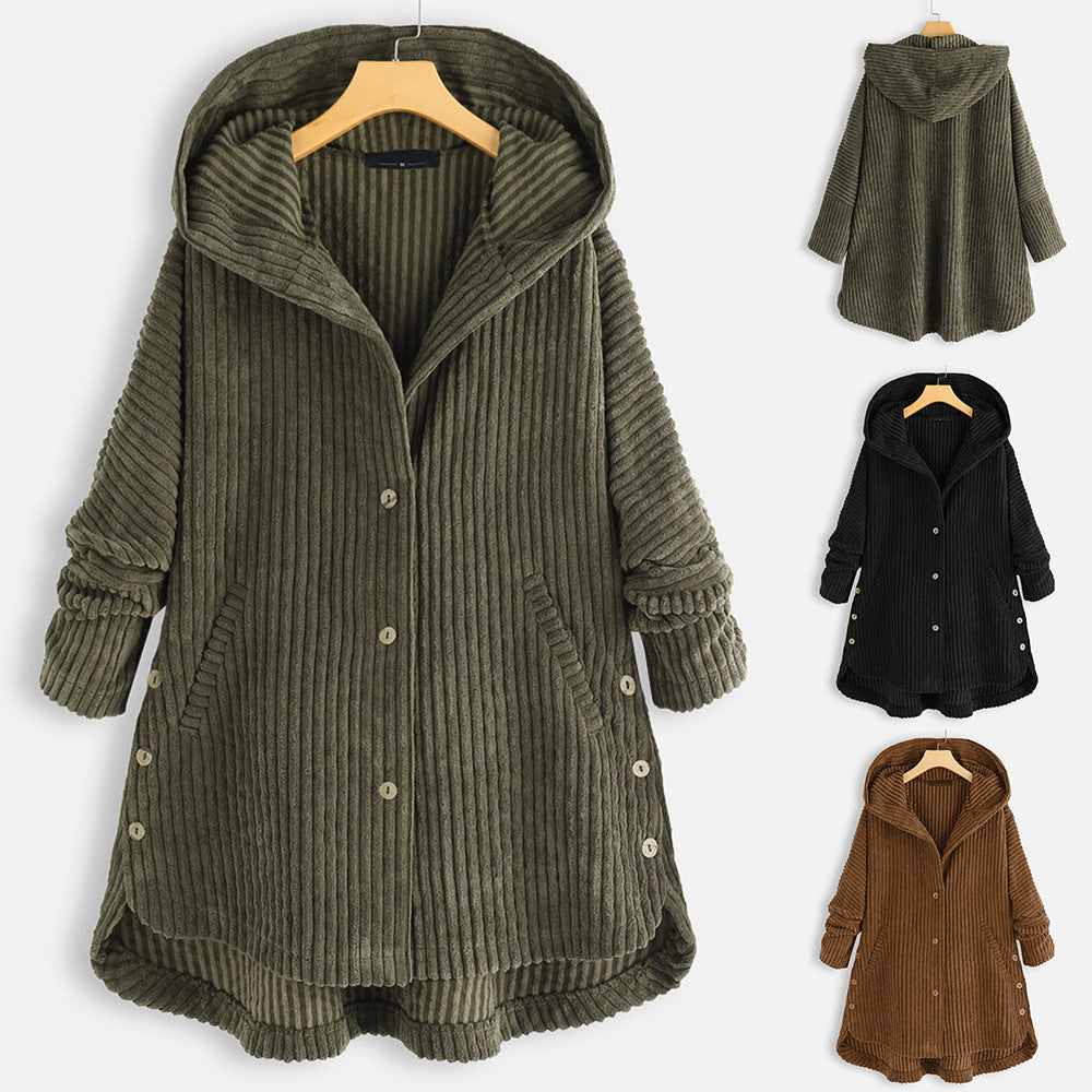 New Style Loose Plus Size Retro Corduroy Coat