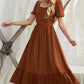 Unique Women's Ruffled Bubble Sleeve Long Skirt