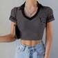 Girls' Slim And Navel Exposed Short Sleeve Top