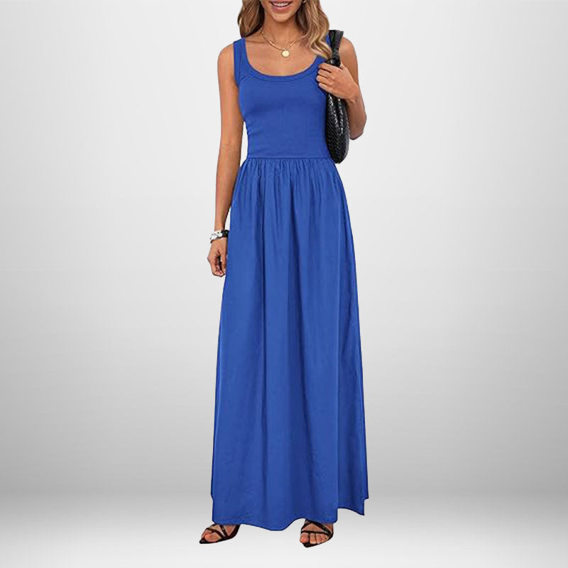 European And American Elegant Temperament Pure Color Sleeveless Slimming And Fashionable Sling Dress