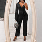 European And American Women's V-neck Jumpsuit Nine-point Pants