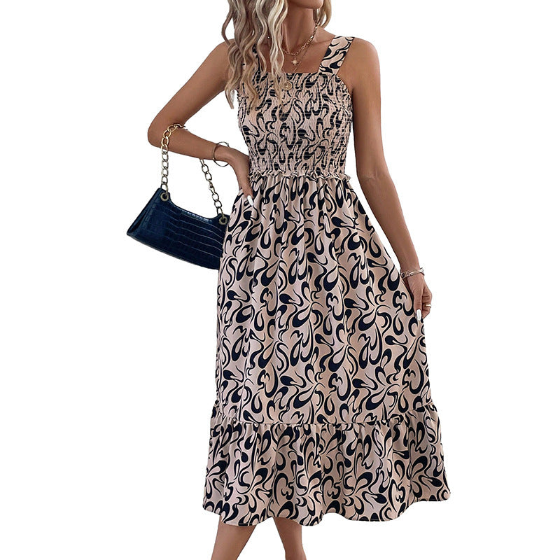 Robe à bretelles tendance à imprimé géométrique