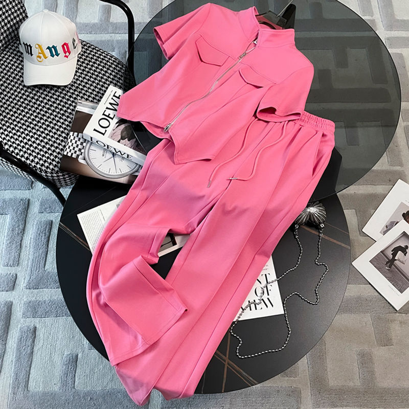 Short-sleeve Wide-leg Pants Casual Sportswear Set