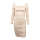 Women's Slim-fit Pleated Hip Skirt Solid Color Fashion Tight Backless Dress