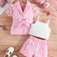 Girls' Suit Top Sling Romper Pants Three-piece Suit