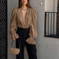 Women's French Jacquard Puff Sleeve Shirt