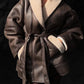 Women's Fashionable Cashmere Leather Fur Collar Composite Belt Coat