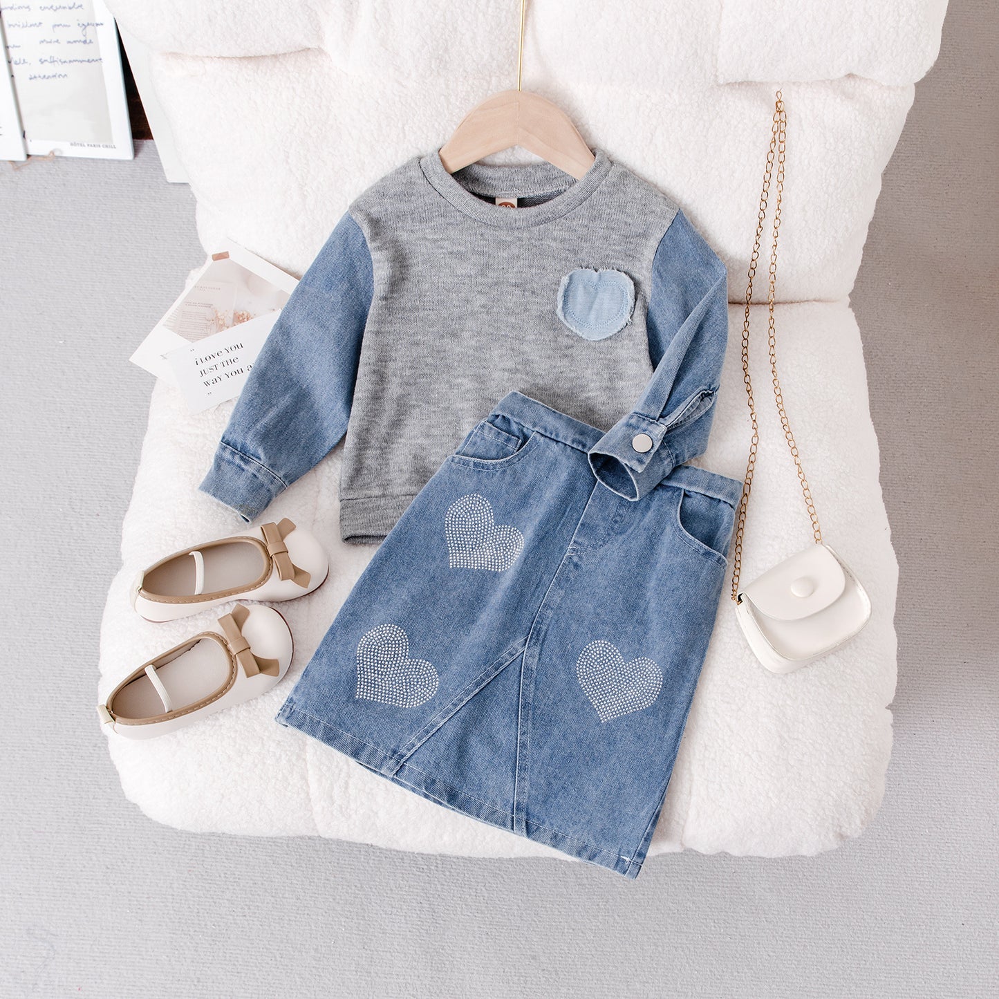 Love Bead Patchwork Princess Dress Two-Piece Set