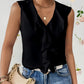Pure Color Ruffles Sleeveless Chiffon Shirt