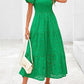 Square Collar Puff Sleeve Pleating Mesh Short Sleeve Dress