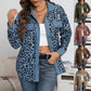 Fashion Leopard Print Corduroy Button Long Sleeve Coat For Women