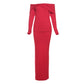 Women's Off-shoulder Collar Long Sleeve Off-shoulder Split Dress