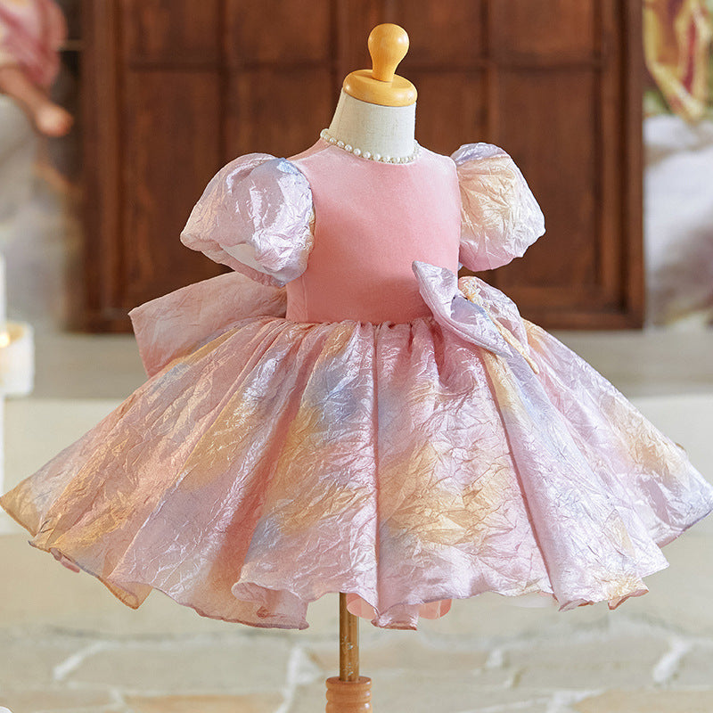 Baby Girl One Year Old Puff Sleeve Birthday Little Girl Princess Dress