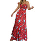 European And American Elegant Fashion Print Sleeveless Cutout Sling Dress