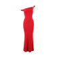 Womens One-Shoulder Slim-Fit Sheath Solid-Color Dress